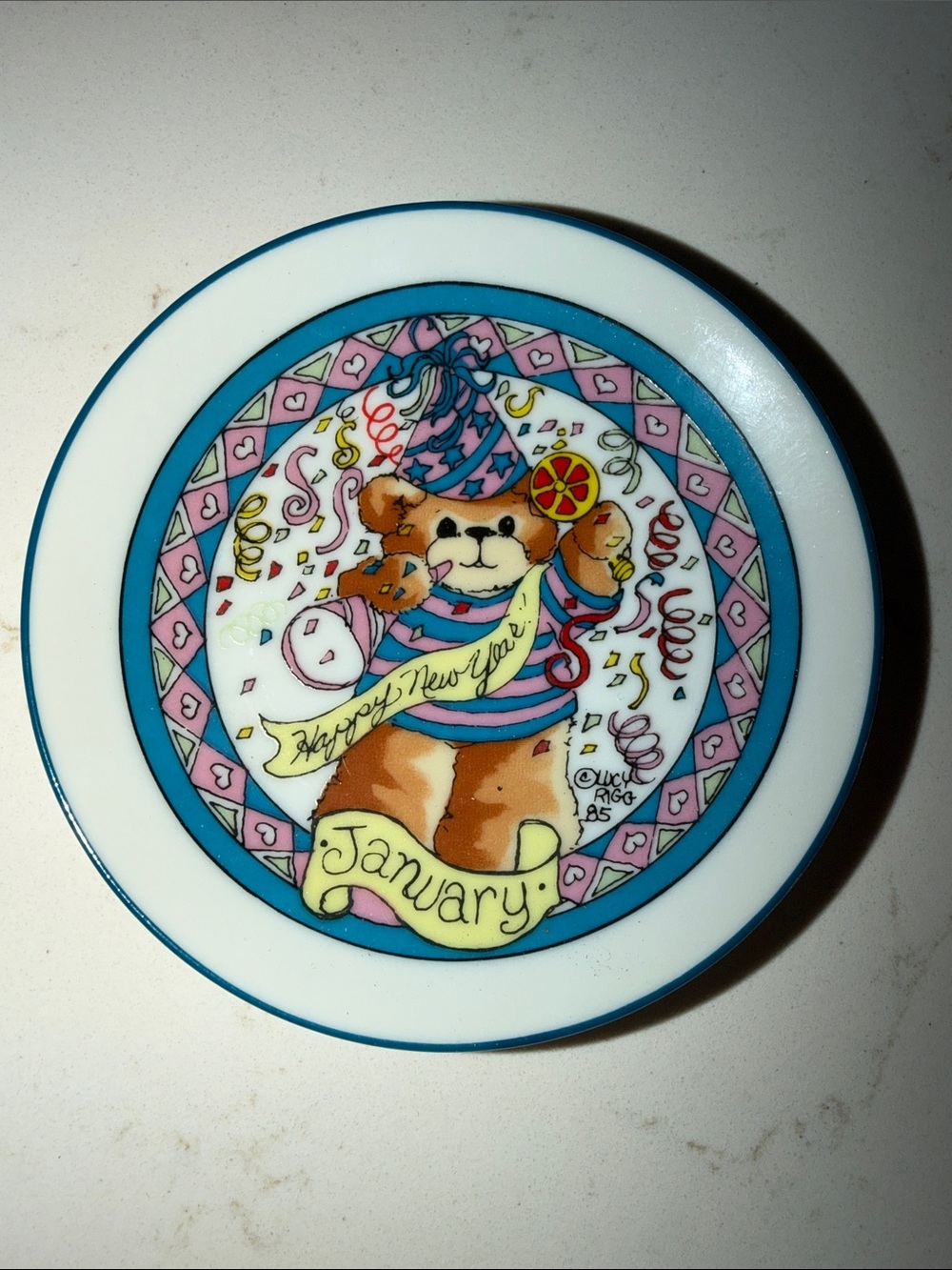 Vintage Lucy and Me 1985 January Enesco Bear 4” collectors plate